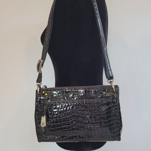 NWT Brighton Black Croc Embossed Leather Purse "Bria"